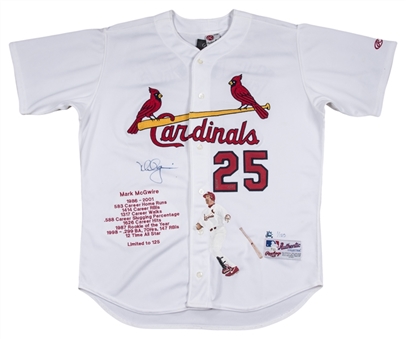 Mark McGwire Autographed St. Louis Cardinals Hand Painted Stat Jersey (Steiner)